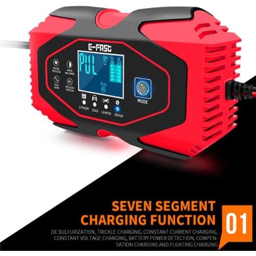 Car Cell Charger Adapter Power with Digital Display Motorcycle Auto Car Motorcycle Battery Charger Lead-acid AGM GEL Lithium