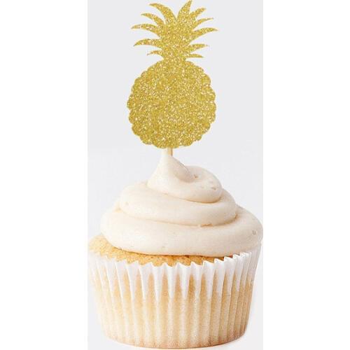 Glitter pineapple cupcake toppers wedding birthday bridal baby shower Bachelorette Party Decor cake toppr food picks