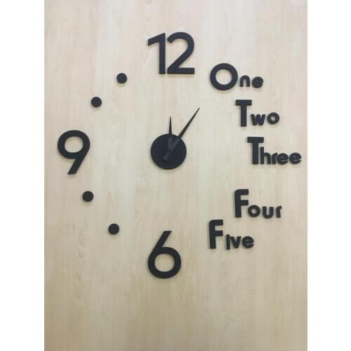 HLO Wooden 3d Wall Clock 2021 Written in English New Modern Black Color Quality Affordable Decorative Horloge Murale Moderne