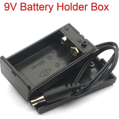 9V Battery Holder 9V Battery Box Universal 9V battery Case With Switch Open Cover With DC 2.1*5.5 Plug Cable