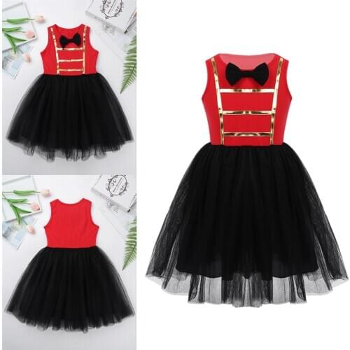 Kid Girls Princess Bowtie Mesh Tutu Dress Halloween Cosplay Costumes Party Carnival Performance Outfit Girls Circus Clothes