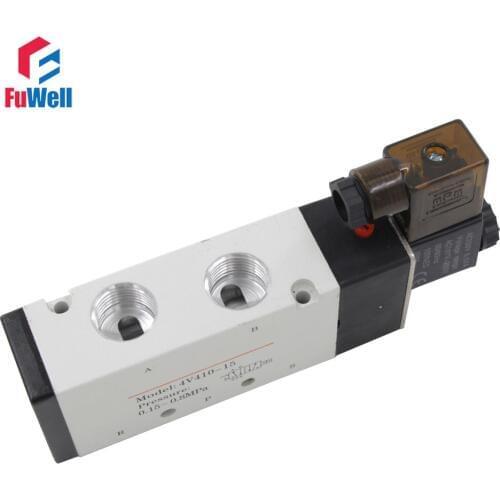 4V410-15 DC12V Solenoid Valve 5Port 2Position Pneumatic Valve Aluminum Alloy PT1/2 Air Valve