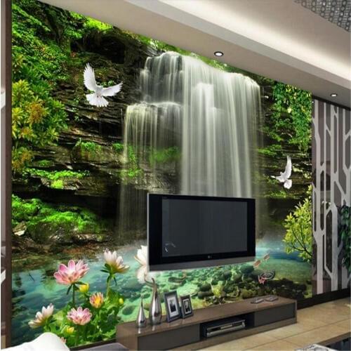 Beibehang custom mural 3d wall papers home decor Natural waterfall photo wallpaper for walls 3 d papel de parede para sala estar