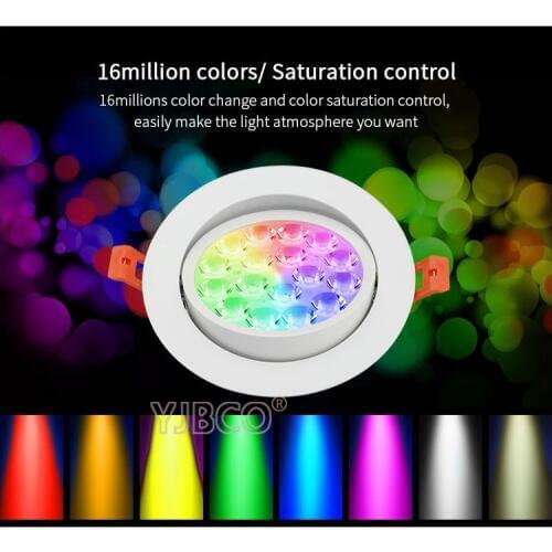 FUT062 9W smart Round RGB+CCT LED Ceiling Spotlight Dimmable AC100-240V can compatiable with wifi FUT089/FUT092/B8/B4/T4 remote