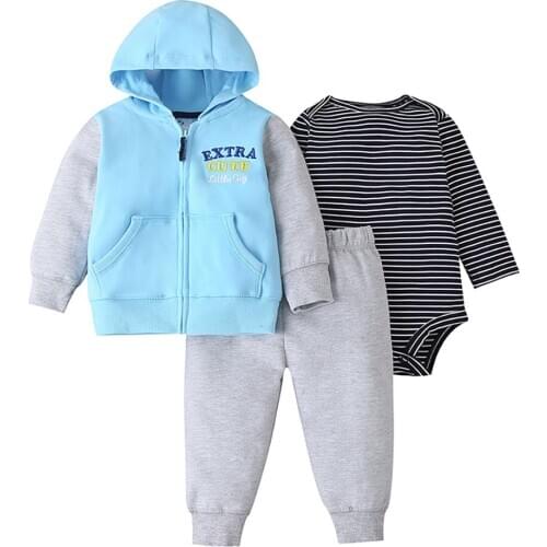 Childrens Siamese Pants Set Cotton Baby Clothing Three-piece Boys and Girls Clothes Set 6~24 Months Childrens Clothes Set 35