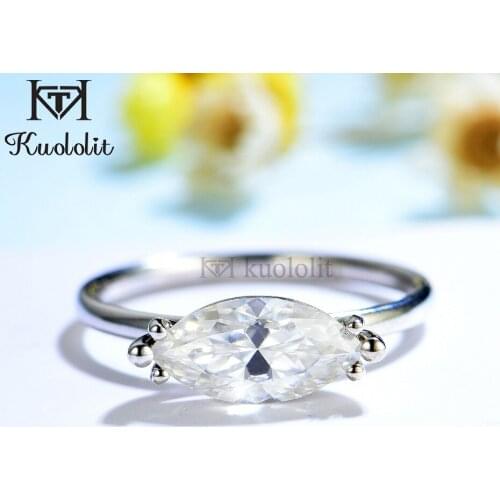 Kuololit 585 14K 10K White Gold Marquise Ring for Women 2CT Moissanite Solitaire Engagement Ring for Wedding Anniversary Party