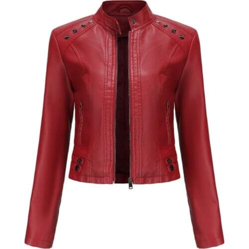 Leather Jacket Slim women Leather Jackets Coats stand collar PU Leather Jacket Biker Coat women Jackets PU Jackets