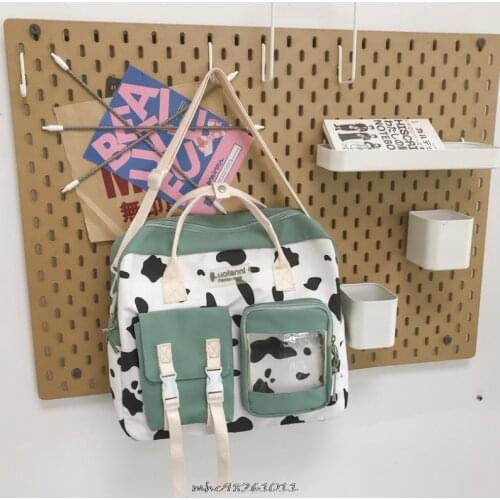 Fashion Women Backpack Kawaii Canvas Bookbag for Girls Teenager Schoolbag Cute Cow Print Bags Female Shoulder Mochila