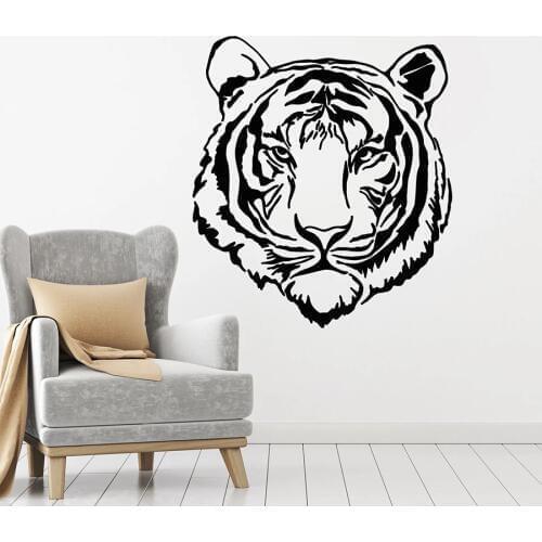 Tiger Head Wall Decal Predator Aggressive Animal Tribal Vinyl Window Stickers Mural Bedroom Man Cave Bar Interior Decor S1359