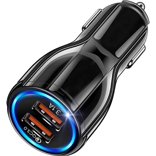 NEW-Car Charger,Dual Port USB 3.0 Car Phone Charger Fast Charging Adapter,Compatiible for Iphone and Android Phones