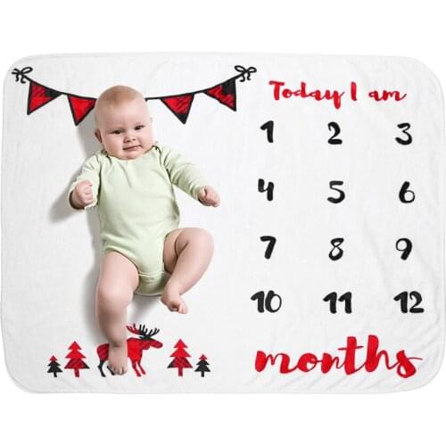 Christmas Newborn Baby Milestone Blanket Flannel Picture Photo Prop Background Monthly Blanket Bedding Wrap Swaddle 105X70cm