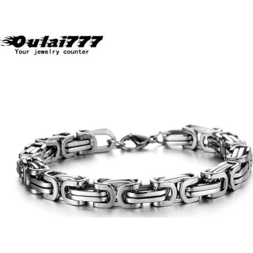 Oulai777 men Byzantium bracelet stainless steel Cuba chian on hand charm male accessories simple manual fasion jewellery 2019