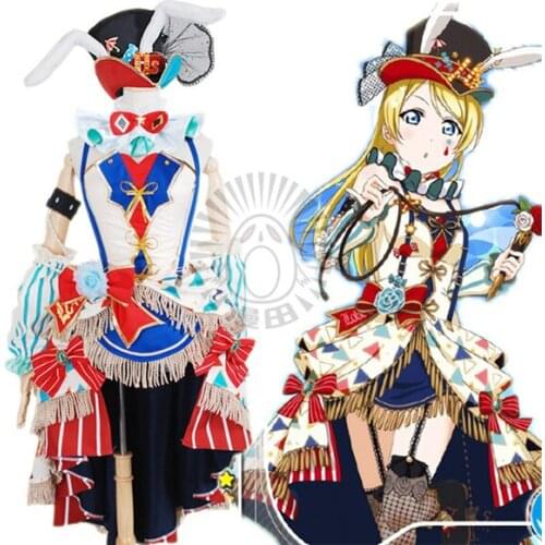 Love live AYASHI ELI circus awakening cosplay costume dress free shipping dress+stocking+hat A