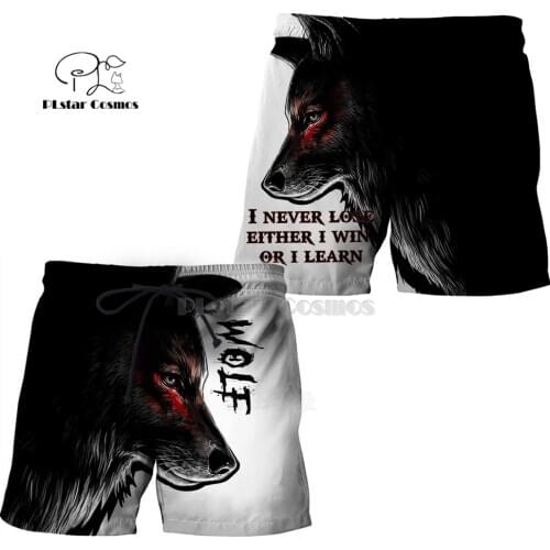 PLstar Cosmos Newest wild Wolf wolfish Hunting Mens Summer Casual Shorts Harajuku 3D Print Loose cool Beach Comfortable