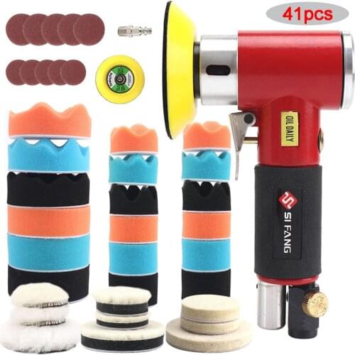 2'' 3'' Air Sander Car Polisher Machine Pneumatic Polishing Tools 90 Degree Orbital Sander Air Power Tools With 28pcs Sponge Set