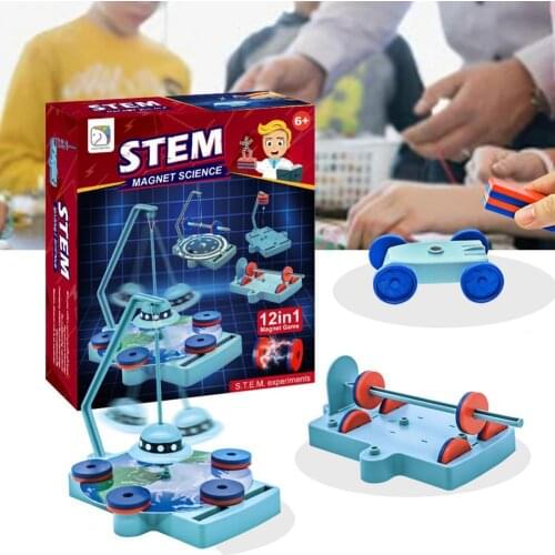 Eye-catching Practical Experimental Kit 12 in 1 Parent-child Interactive Plastic Magnetic Science Experimental Kit for School