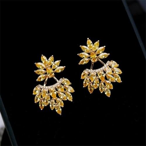 Luxury Aretes Dismounting Earrings Brasil Brincos Golden CZ Earring for Women Fashion Party Elegant Lady Stud Earrings Jewelry