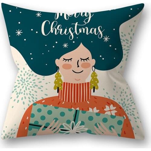 Merry Christmas Cushion Cover Throw Pillow Case for Home Chair Sofa Decoration Square Pillowcases