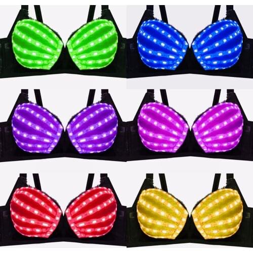 Nightclub Sexy LED Bra Colorful Flash Diamond Bra DJ Singer Dance Light-up bra Event&Party Supplie