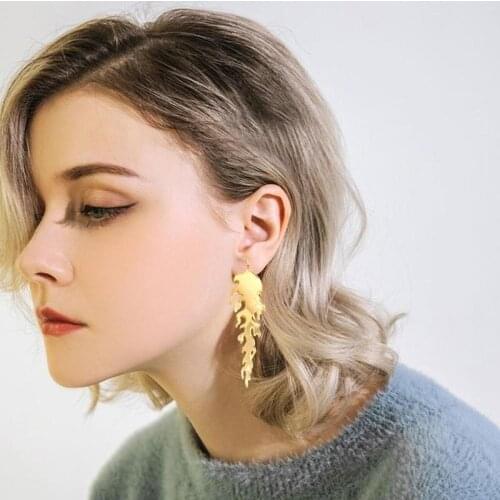 New Fire Flame Drop Earrings For Women Punk Flame Earring Accessories Neon Acrylic Long Jewelry Earring Shape