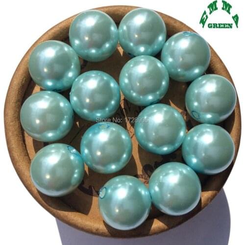 Bead Pearl Beads for Choker Loose Bead with hole Light Blue A17 Chunky abs Pearls Beads 6mm to 30mm Acrylic Bubblegum Bead Round