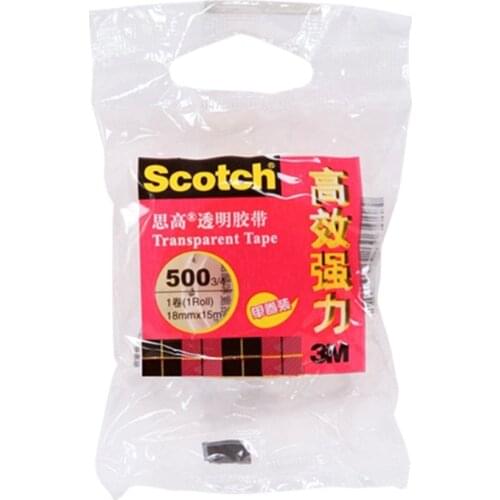 3M Scotch Brand 12 18mm Transparent Tape Keep Long Time No Yellow Moisture Stain-resistant Stationery Office Student Tapes 500