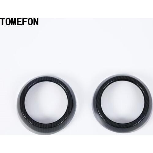 TOMEFON ABS Carbon Fiber For Hyundai Kona Encino 2018 2019 Front Side AC Air Vent Cover Frame Styling Sticker Trim