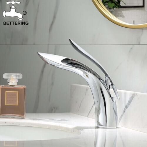 Bettering Black Faucet Bathroom Sink Faucets Hot Cold Water Mixer Stream Deck Waterfall Faucet Single Hole Bath Tap Water Crane