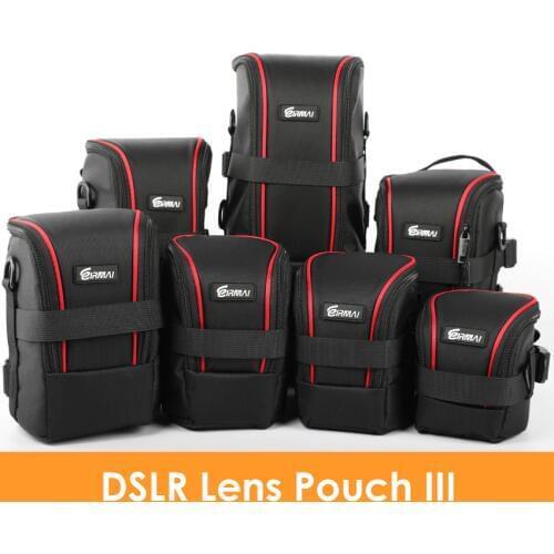 Upgraded Nylon Functional Lens Pouch DSLR Camera Lens Pouch Case Soft Padded Bag Strap for Canon Nikon Lenses