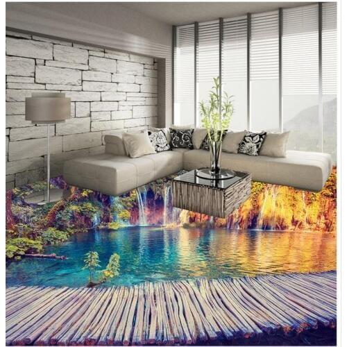 Waterproof floor Home Decoration Stream Wooden Floor Tile Floor pvc self-adhesive wallpaper