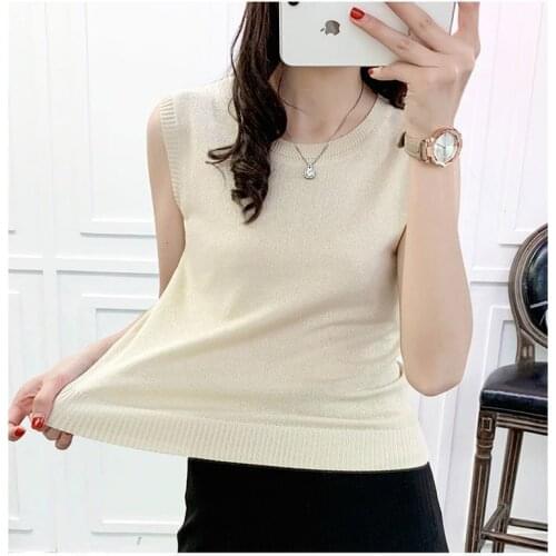 Sleeveless Sequins Clothes Casual Plus Size Women Tops 2021 Summer New Korean Style Shirt Fashion Femme Blusas Elegantes 15398