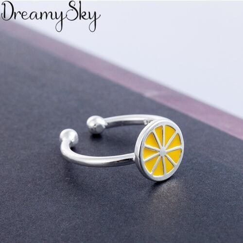Personality Exaggeration Silver Color Lemon Rings For Women Bijoux Adjustable Open Ring
