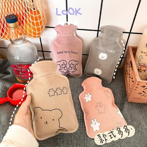 1PC Keep Warm Cute PVC Stress Pain Relief Therapy Hot Water Bottle Bag with Knitted Soft Cozy Cover Heat Reusable Hand Warmer