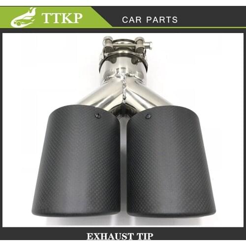 1 pcs Universal Matte Carbon Fiber Exhaust Muffler Pipe Double Silver Stainless Steel Car Exhaust Tip Tail pipe Modified