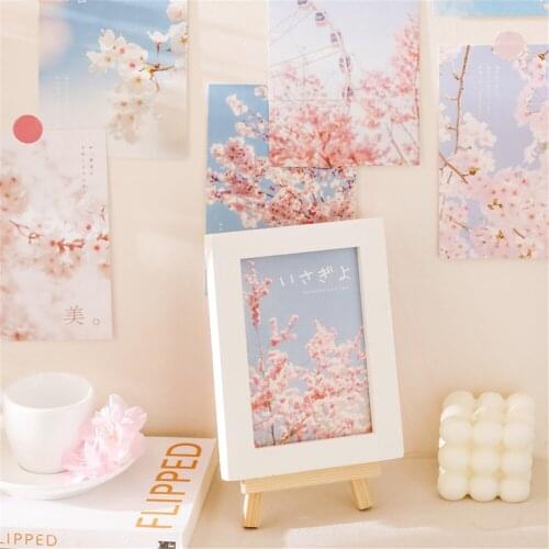 15Pcs Ins Style Sakura Series Paper Card Sticker Walls Japanese Culture Literary Beauty Room Decoration Accessories Hoom Decor