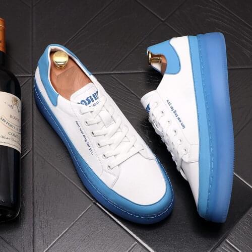 2020 Men White Casual Shoes Brand British Fashion Round Toe Flat Platform Leisrue Letter luxury sneakers zapatos hombres