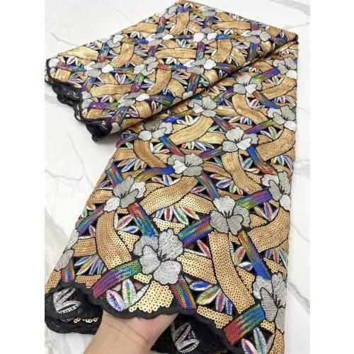 2021 Cut Holes African Mesh Lace Fabric Sequins 2021 High Quality French Tulle Lace Nigerian Fabric Wedding Dress 4248B