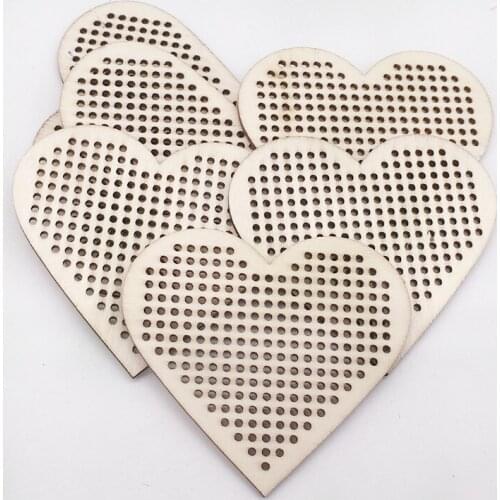 5pcs Round Heart Shaped Natural Rustic Wood Cutout Circles Chips for DIY Craft Wedding Christmas Decor