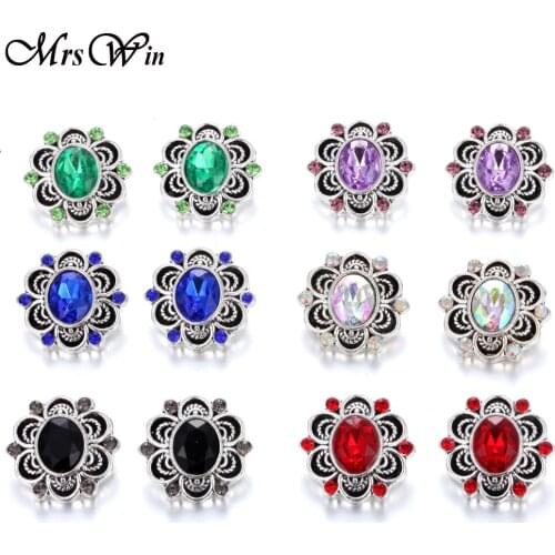6pcs/lot New 18MM Snap Jewelry DIY Mixed Color Crystal Snap Buttons Fit Women Snap Bracelet Jewelry