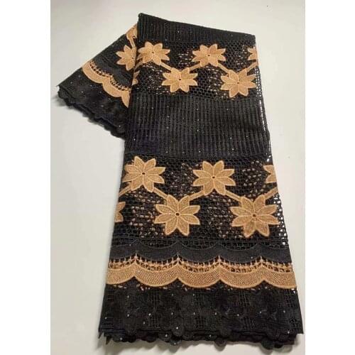 African lace fabric 2021 high quality lace black french african guipure lace cord lace with stones for wedding 5yards
