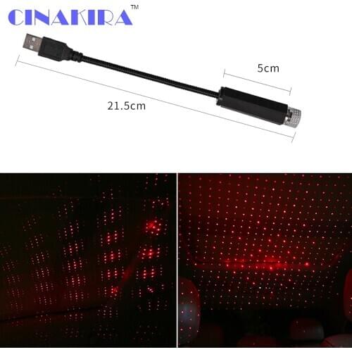 Car Usb Starry Atmosphere Light Red Car Star Laser Light Mini Portable Decorative Atmosphere Starry Lights