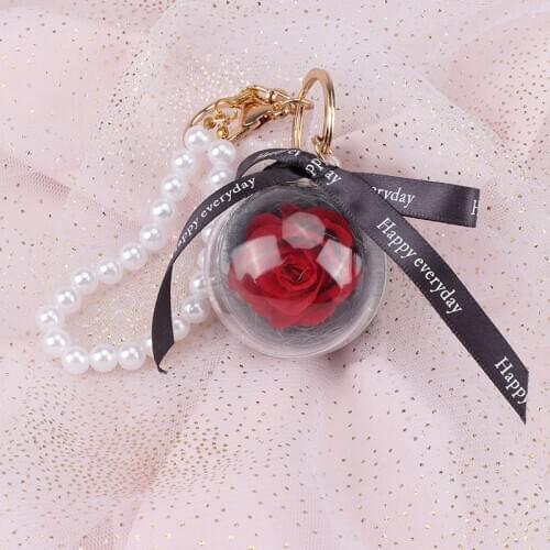 Eternal Flower Natural Dried flowers Pendant Keychain Make A Wish Christmas Thanksgiving Valentines Day Pendant Birthday Gifts