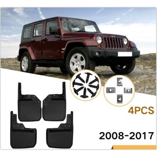 For Jeep Wrangler JK 4pcs Mud Flaps Front & Rear Mudguard 2008 2009 2010 2011 2012 2013 2014 2015 2016 2017Splash Guard Fender