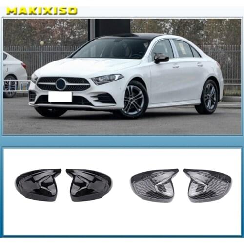 Car Horns Rearview Mirror Cover For Mercedes Benz A Class CLA W177 C118 2018-2020 Left Hand Drive Mirror Cover Decoration