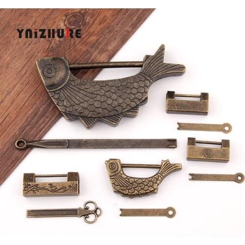 Zinc Alloy Antique Old Vintage Style Mini Padlock Small Luggage Box Key Lock Home Usage Hardware For Wooden Suitcase Drawer