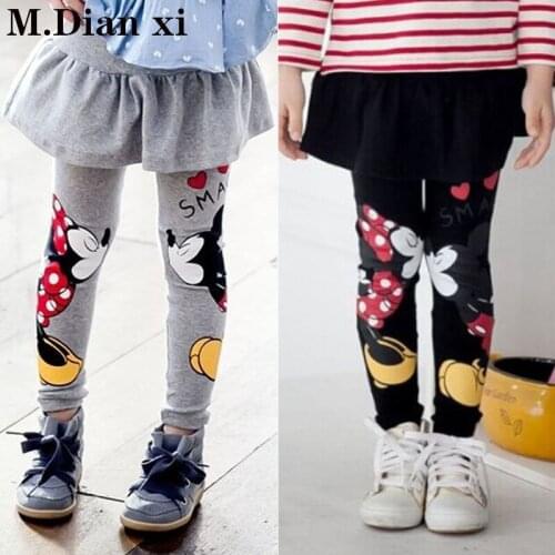 Childrens Clothing Girl Pants Spring Fall Girl Kids Clothes Stretch Cotton Skirt Pants Cartoon Minnie Pattern Leggings