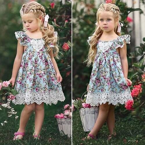 Girls Kids Princess Dress Party Dress Lace Dress Tutu Formal Gown Mesh Dress Floral Clothes 2-7 Years
