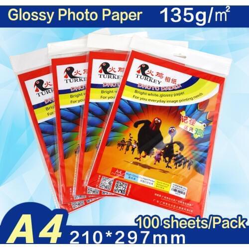 100 sheets A4 135gsm Glossy Photo Paper high resolution 210x297mm waterproof
