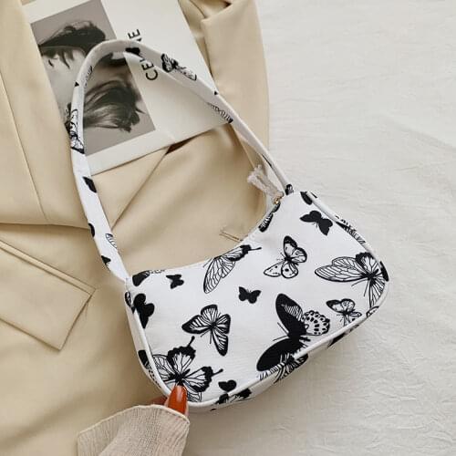 Animal Pattern Print Canvas Shoulder Underarm Bag Vintage Ladies Small Purse Handbags Casual All-match Fashion Women Square Bags