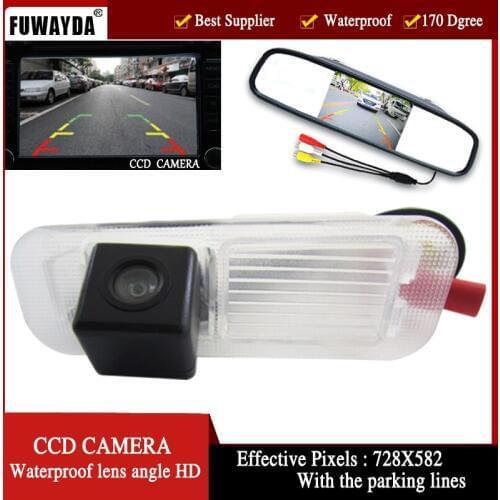 FUWAYDA Free shipping wired HD CCD car rear view reverses parking camera for Kia K2 RIO Sedan 4.3 Inch Rear view Mirror Monitor